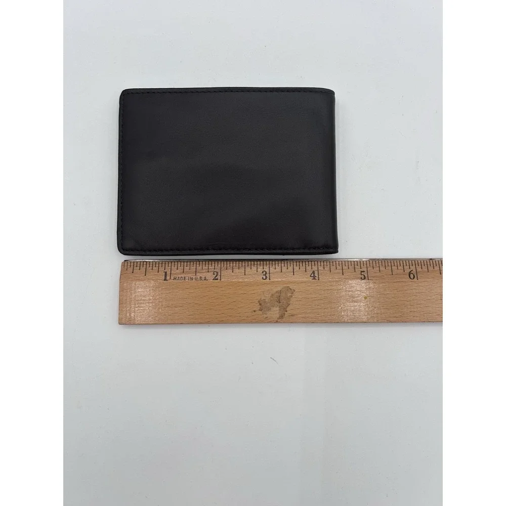 Vtg 2000s DKNY Square Bifold Men's Brown Leather Wallet Minimalist Slim Y2K 90s